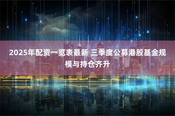 2025年配资一览表最新 三季度公募港股基金规模与持仓齐升
