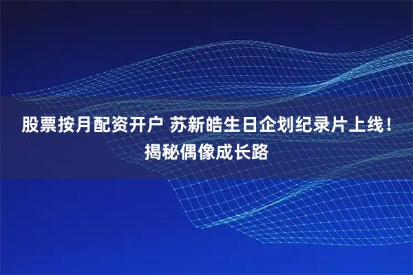 股票按月配资开户 苏新皓生日企划纪录片上线！揭秘偶像成长路